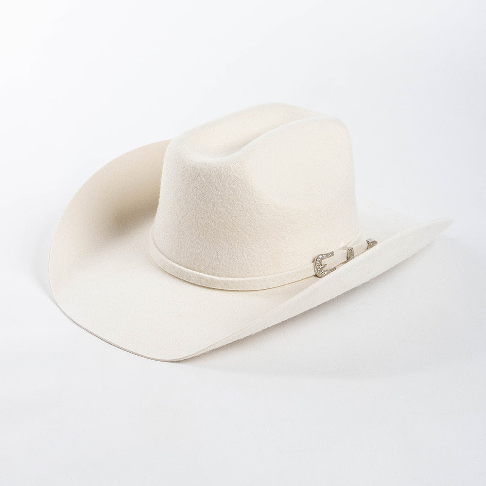 USPOP 100% Wool Western Cowboy Hat with Metal Buckle