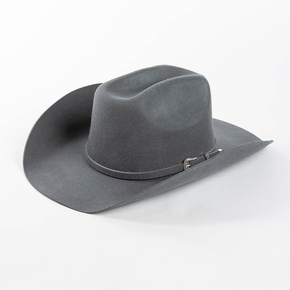 USPOP 100% Wool Western Cowboy Hat with Metal Buckle
