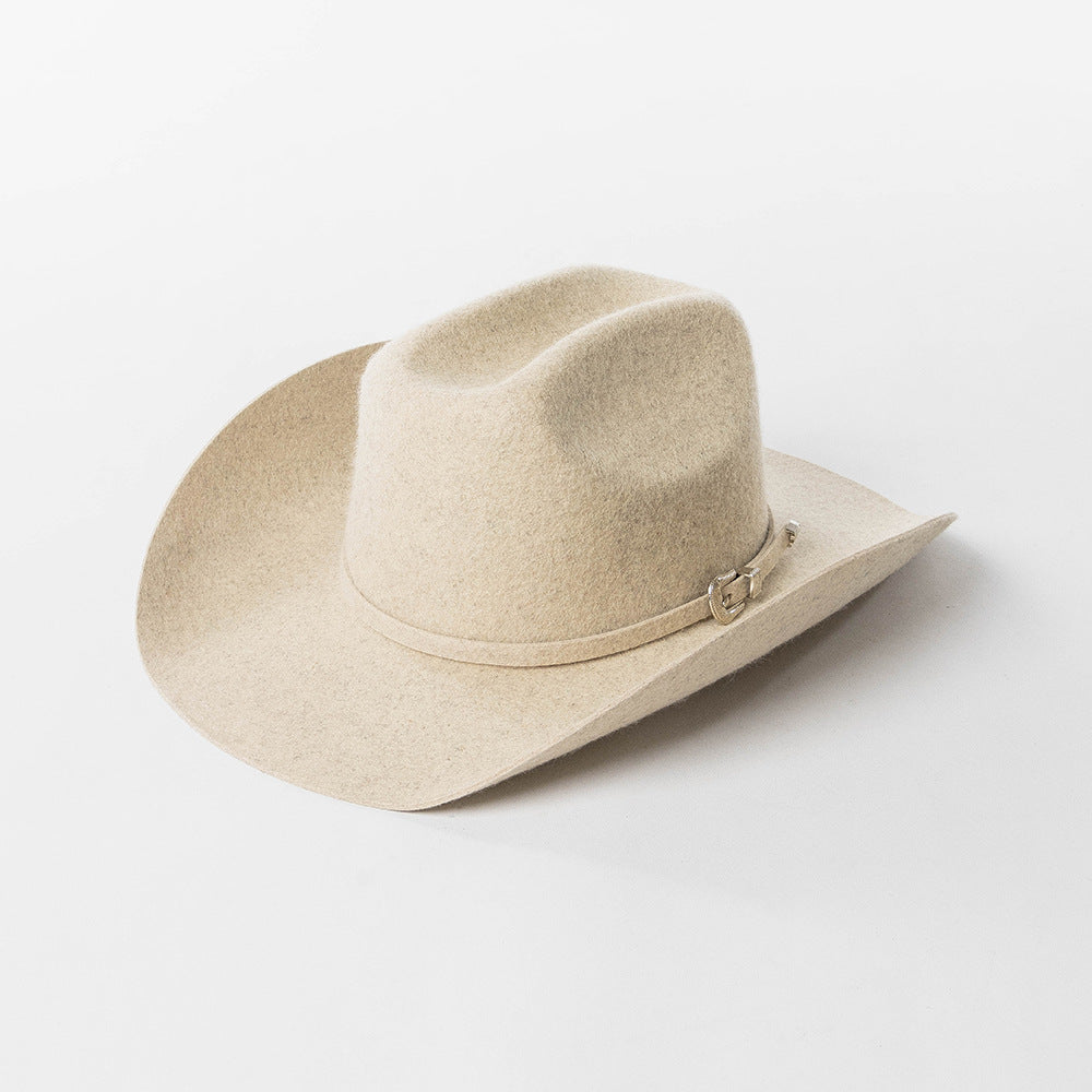 USPOP 100% Wool Western Cowboy Hat with Metal Buckle