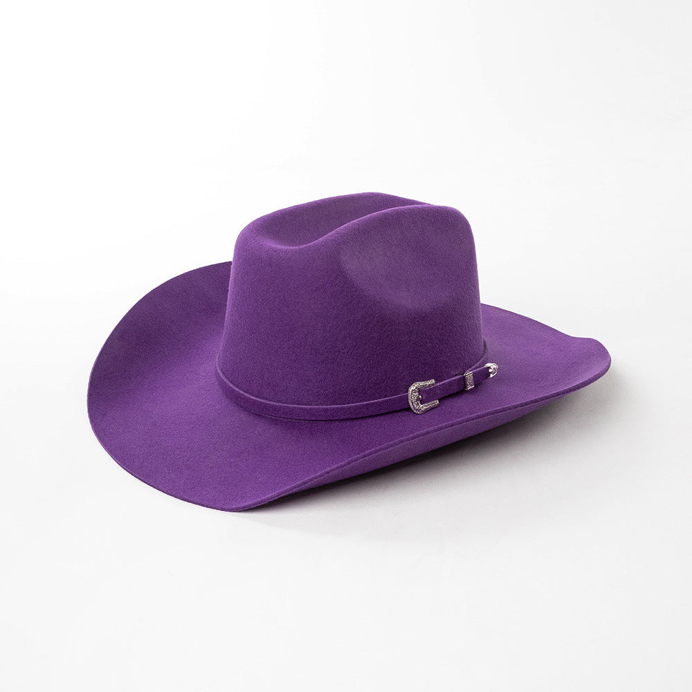 USPOP 100% Wool Western Cowboy Hat with Metal Buckle