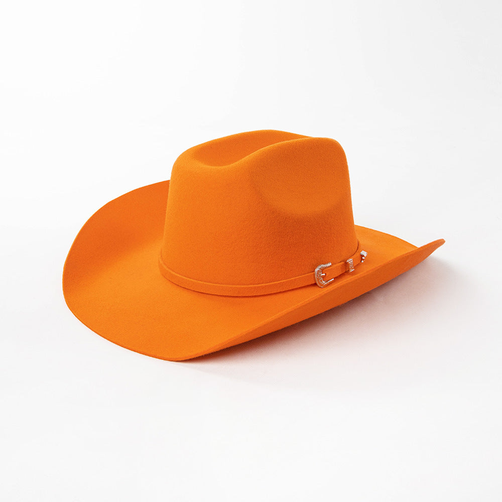 USPOP 100% Wool Western Cowboy Hat with Metal Buckle