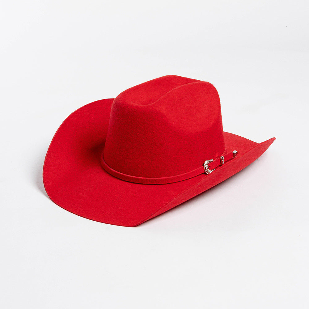 USPOP 100% Wool Western Cowboy Hat with Metal Buckle