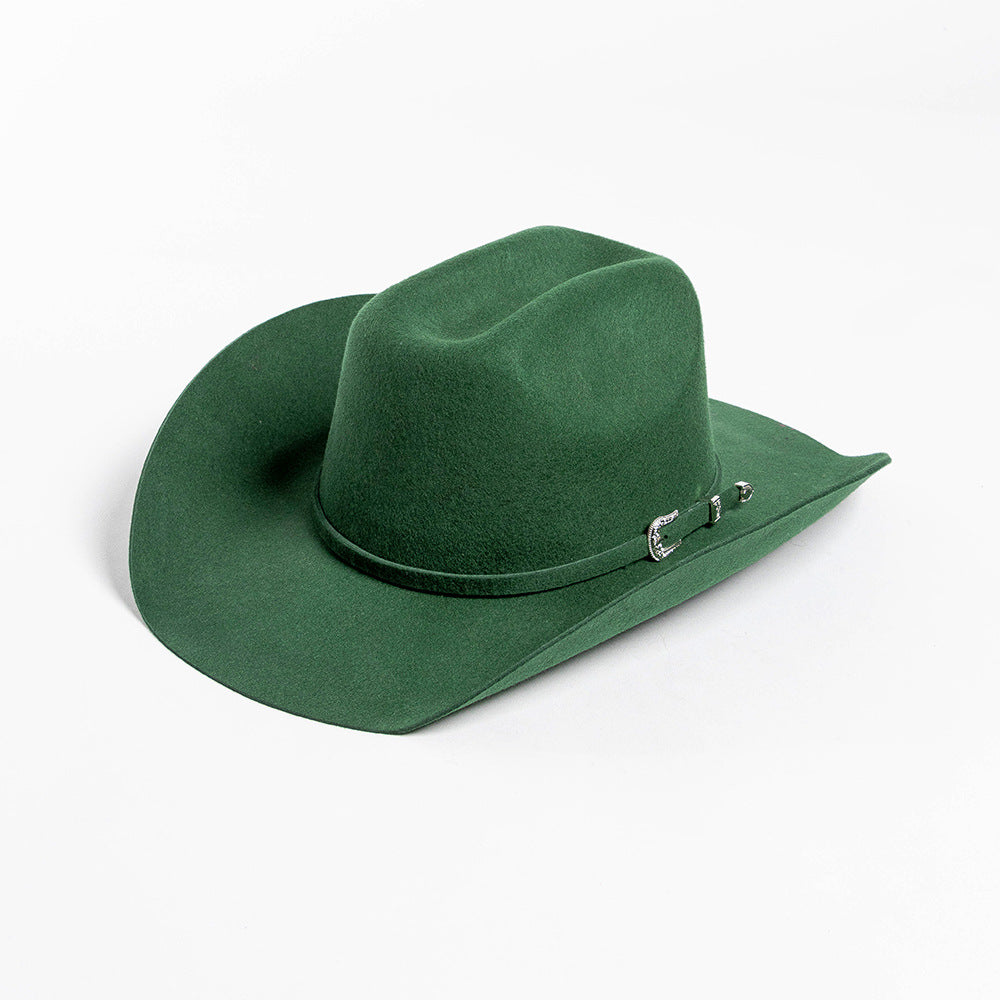 USPOP 100% Wool Western Cowboy Hat with Metal Buckle