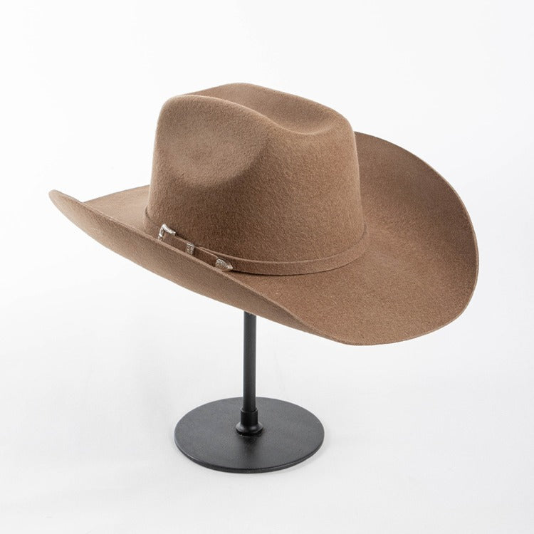 USPOP 100% Wool Western Cowboy Hat with Metal Buckle